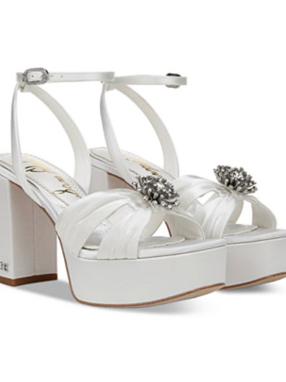 NWT Sam Edelman Pearl Satin Platform Sandals with Crystal Burst 8